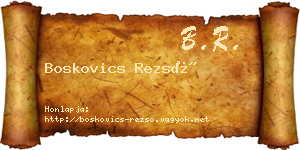Boskovics Rezső névjegykártya
